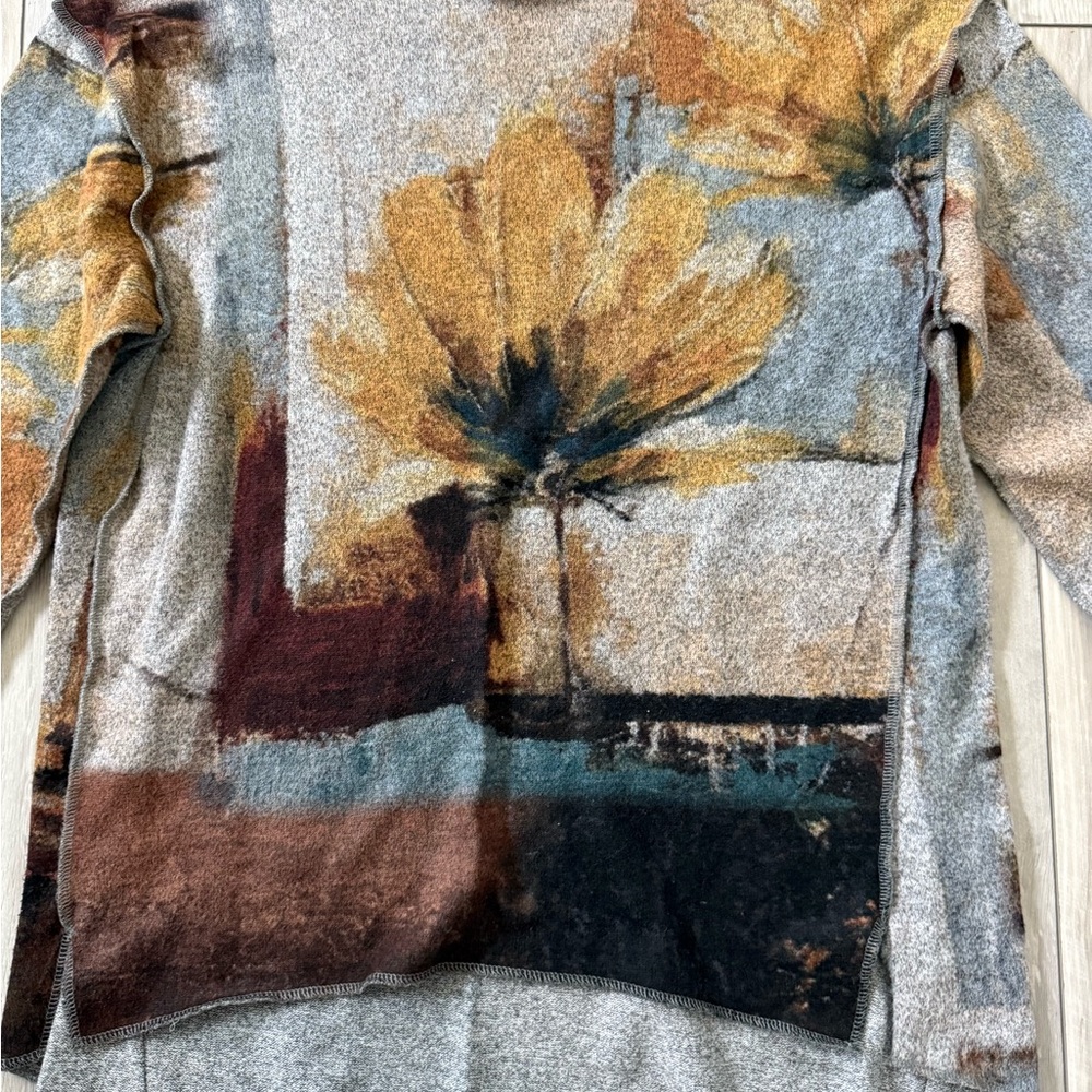 TRISHA TYLER Watercolor Flower High Low long sleeve size large - Picture 5 of 7